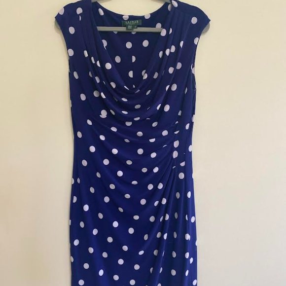Ralph Lauren Dresses & Skirts - Ralph Lauren Blue Pin-Up Polka Dot Dress - Size 14